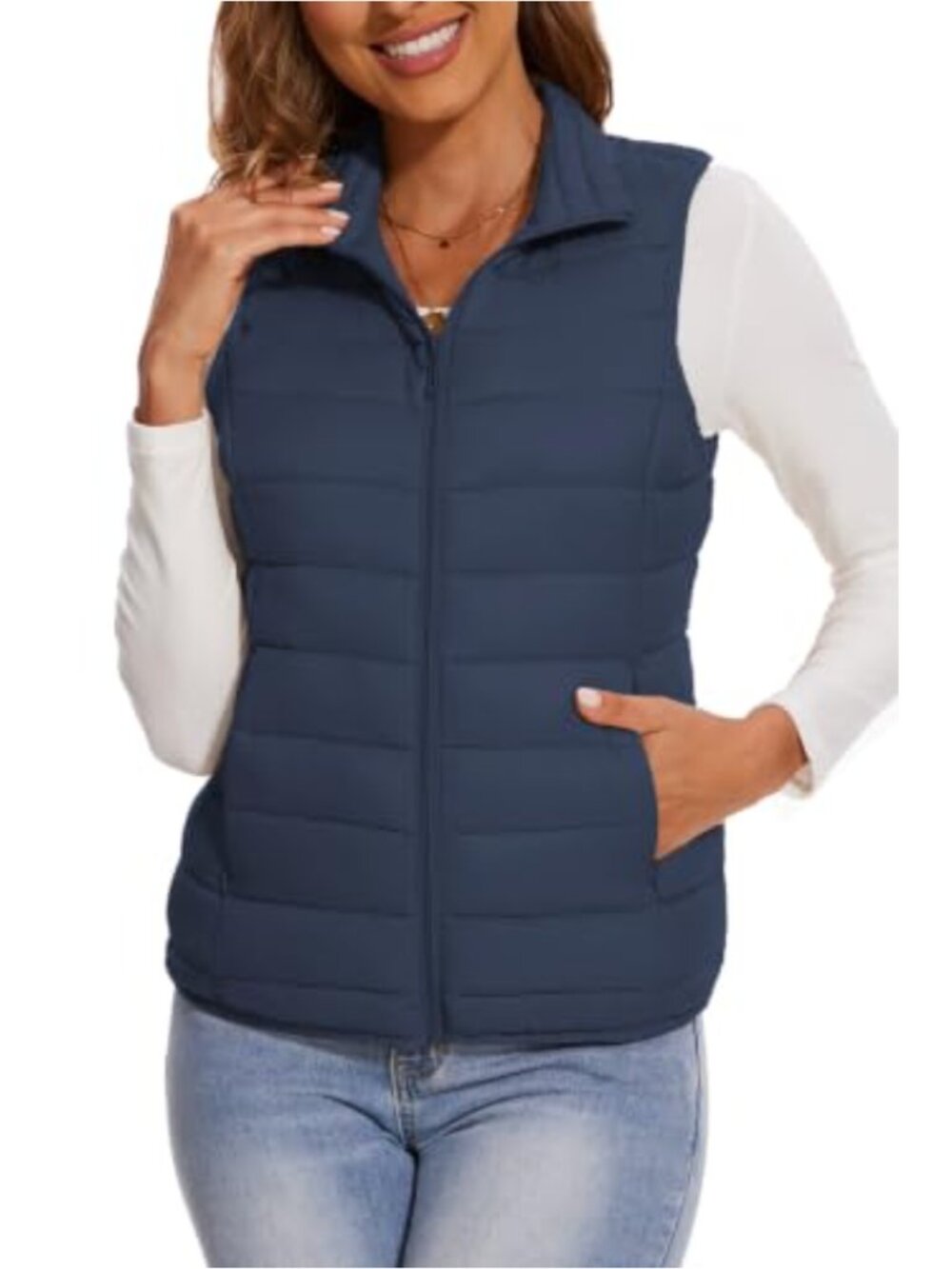 Womens Quilted Puffer Vest Sleeveless Zip Up Winter Fitted Outerwear